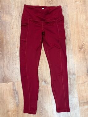 90 Degree By Reflex Burgundy High-Waist Pocket Leggings